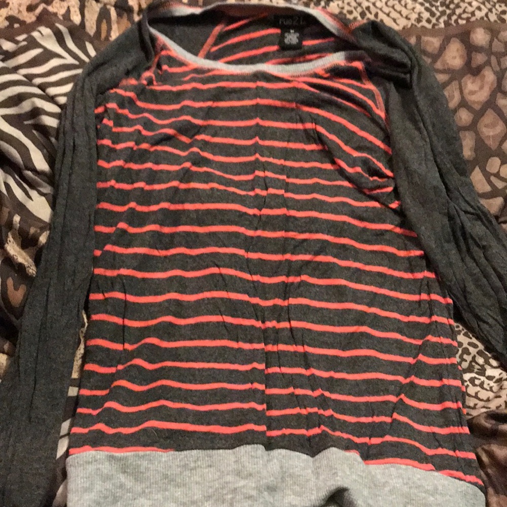 LONG SLEEVE MEDIUM STRIPED SHIRT PINK AND GREY
